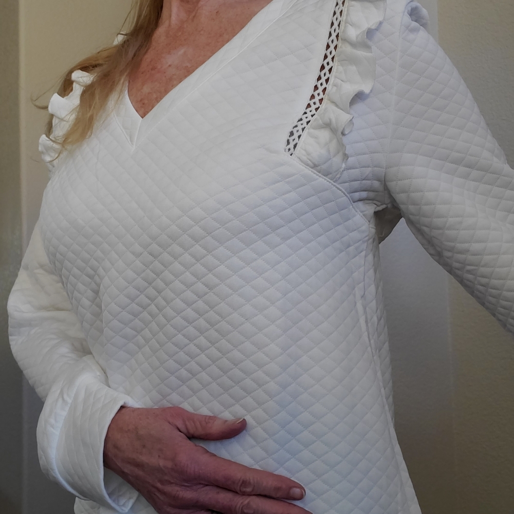 White diamond-stitched quilt-stitch top - Picture 2 of 13
